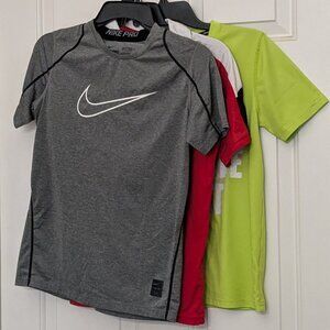 Set 3 Nike & Adidas Boy's T-Shirts Size M Gray Red Green .